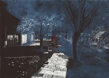 Sound of music in suburbia, 2012 (linoleumssnit og ætsning)