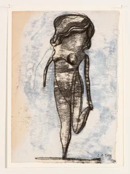 Doll On One Leg, 2014 (monoprint og akrylmaling)