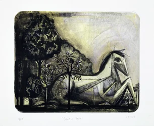 Gentle Horse, 2015 (mokulito-litografi med håndkolorering)