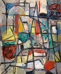 Abstrakt komposition, ca. 1949 (olie på lærred)