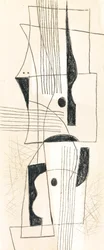 Composition, ca. 1950 (kul og akvarel på papir)