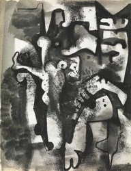 Figurkomposition, ca. 1951 (blæk og lavering på papir)