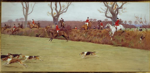 Jagtscene, Blackmoors jagtselskab. Akvarel af Cecil Aldin (1870-1935), 19. århundrede, privatsamling