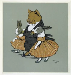 En pichon med to rabbinere - i ""Merry Party"", ill. af Cecil Aldin, red. Hodder & Stoughton, London