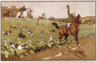 Akvarel af Cecil Aldin (1870-1935) 1800-tallets privatsamling