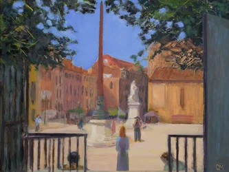 Posering i Campo Santo Stefano (olie på lærred)