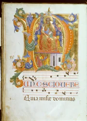 Initial N med Saint Peter Enthroned og Liberation of Saint Peter