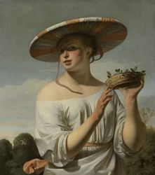 Pige i en stor hat, ca. 1645-50 (olie på lærred)