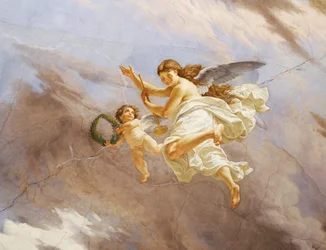 Detalje fra Allegory of Italy, fresko af Cesare Mariani (1826-1901), loft, Majority Hall, Palazzo delle Finanze (Finanspaladset), Rom. Italien