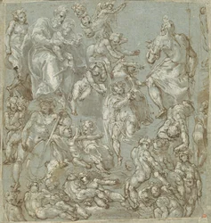 Sankt Josef og Kristusbarnet med engle og Putti