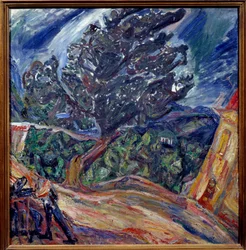 Big Tree Blue Painting by Chaim Soutinedani