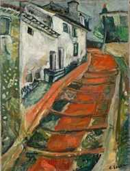 Den røde trappe i Cagnes Red Steps i Cagnes, ca 1923.