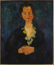 Portræt af en kvinde med blå baggrund, 1927