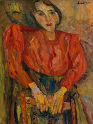 Kvinde i rød bluse, ca. 1919