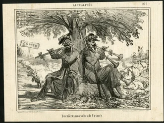 Illustration af Cham (1819-1879) i Le Charivari - Seneste nyt fra Krimkrigen - Krig, musik, Krim