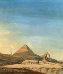 Måling af sfinx, detalje af pyramiderne i Menfis