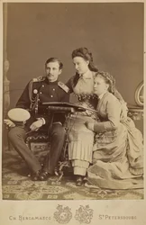 Alexandra Iossifovna af Rusland (nee prinsesse Alexandra af Saxe Altenburg), Nicholas Constantinovitch af Rusland og Vera Constantinovna af Rusland - storhertuginde Alexandra Iosifovna, storhertug Nicholas Constantinovich og storhertuginde Vera Constantino