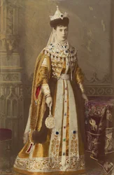 Marie Fedorovna (Maria Feodorovna ou Fiodorovna, prinsesse Dagmar de Danemark) - Portræt af kejserinde Maria Fyodorovna, prinsesse Dagmar af Danmark (1847-1928), af Bergamasco, Charles (Karl) (1830-1896). Albumin foto