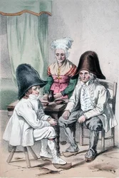 Marsh Peasants of Room i Puy de Dome-regionen i Auvergne, ca. 1865 (farve litho)