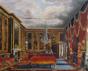 Japansk værelse, gravering af Richard Reeve (født i 1780), baseret på design af Charles Wild (1781-1835), fra The History of the Royal Residences