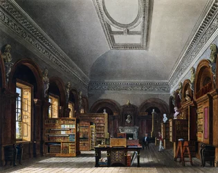 Dronningens bibliotek, Indgravering af Richard Reeve efter tegning af Charles Wild, Fra The History of the Royal Residences