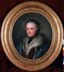 Portræt af Marie-Louise-Nicole (Marie Louise Nicole), hertuginde af Enville (Anville) (1716-1797). Maleri af Charles Amedee Philippe van Loo (1719-1795)