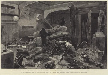 I Kommandørens Kahyt af HMS Alexandra, Virkningen af en Shell fra Fortene, under bombardementet af Alexandria