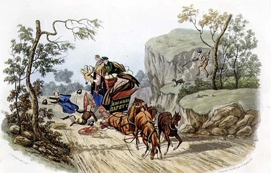 "Ulykker vil ske med de bedst udnævnte trænere!", indgraveret af R.G. Reeve (fl.1811-37) pub. af Thomas McLean