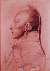 Portræt af en høvding fra de små osager, ca. 1807 (farveblyant på papir)