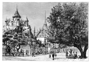 En gade i Bangkok, Thailand, 1895.