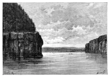 Angara-floden, under Padunskiy-faldene, Sibirien, Rusland, 1895.