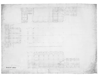 Design til de østlige, vestlige og nordlige højder af House of Lords, ca. 1842 (blyant på papir)