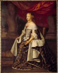 Portræt af Marie Therese af Østrig (1638-1683), dronning af Frankrig Maleri af Charles Beaubruns Atelier (1604-1692) 1600-tallet søn. 1,8 x 1,4 m