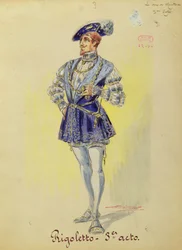Kostume til hertugen af Mantua, fra tredje akt af operaen 