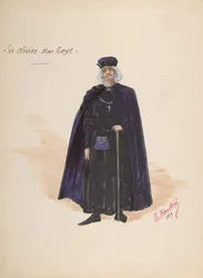 Kostume til Sir Olivier McText [a], Descriptive Sheet of Accessories [b], 1889.