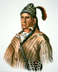 Menawa, høvding for Creek-folket, fra et maleri fra 1826 (farve litho)