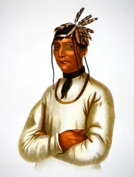 Caatousee af Chippewa-stammen (farve litho)