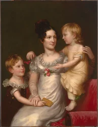 Sarah Weston Seaton med sine børn Augustine og Julia, ca. 1815.