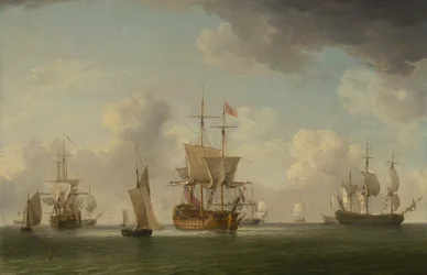 Engelske skibe under sejl i en meget let brise