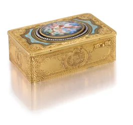 Sangfuglekasse, ca. 1840 (guld, diamanter og emalje)
