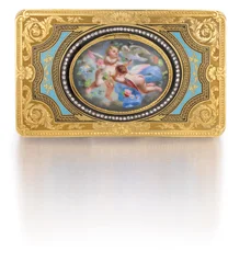 Sangfuglekasse, ca. 1840 (guld, diamanter og emalje)