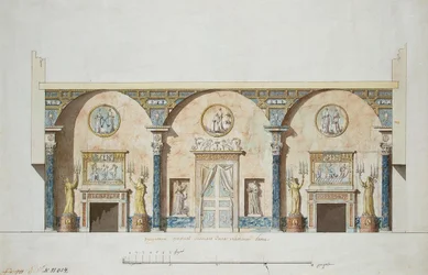 Design til hovedsalen i Agate-pavillonen i Tsarskoye Selo, begyndelsen af 1780