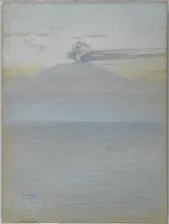 Udsigt over Vesuv: Virkning kl. 11.25, 21. december 1913 (pastel på gråblåt vævet papir)