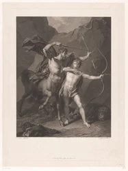 Chiron instruerer Achilles i bueskydning