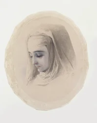 Head Study for Convent Thoughts, 1851 (wc und gouache på papir)