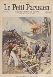 The Boxer Rebellion (1900-01), Boksere saboterer jernbanen, juni 1900 (tryk)