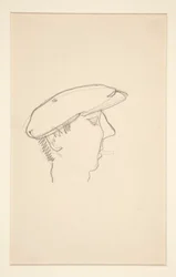 Head of Man Rygning (recto); Kvinde med paraply (verso)