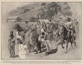 Hindoo-flygtninge i Ladysmith, hvor mænd og kvinder og børn adskilles