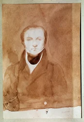 Portræt af Prosper Merimee (1803-1870) fransk forfatter. Tegning af Charles Emile Callande de Champmartin, omkring 1840-1850. Akvarel. Compiegne Slot