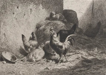 Hane og høns, 1864.